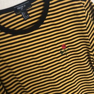 Forever 21 Yellow and Black strip Tee